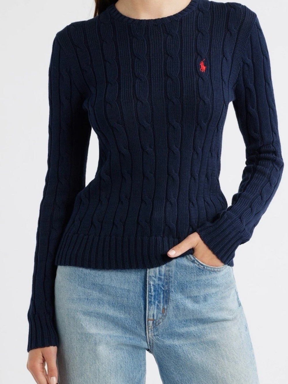 Polo Ralph Lauren Cable-Knit Cotton Crewneck Sweater Size XS